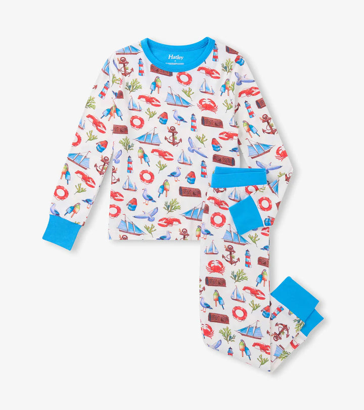 Hatley Bamboo Long Sleeve Pajama Set - Painted Seascape