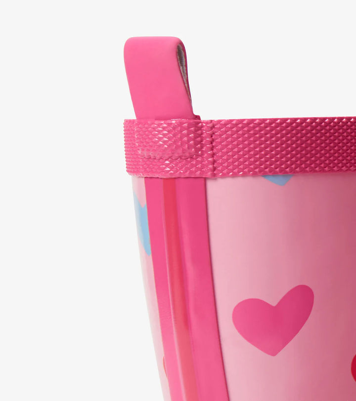 Hatley Shiny Rain Boots - Pink Hearts