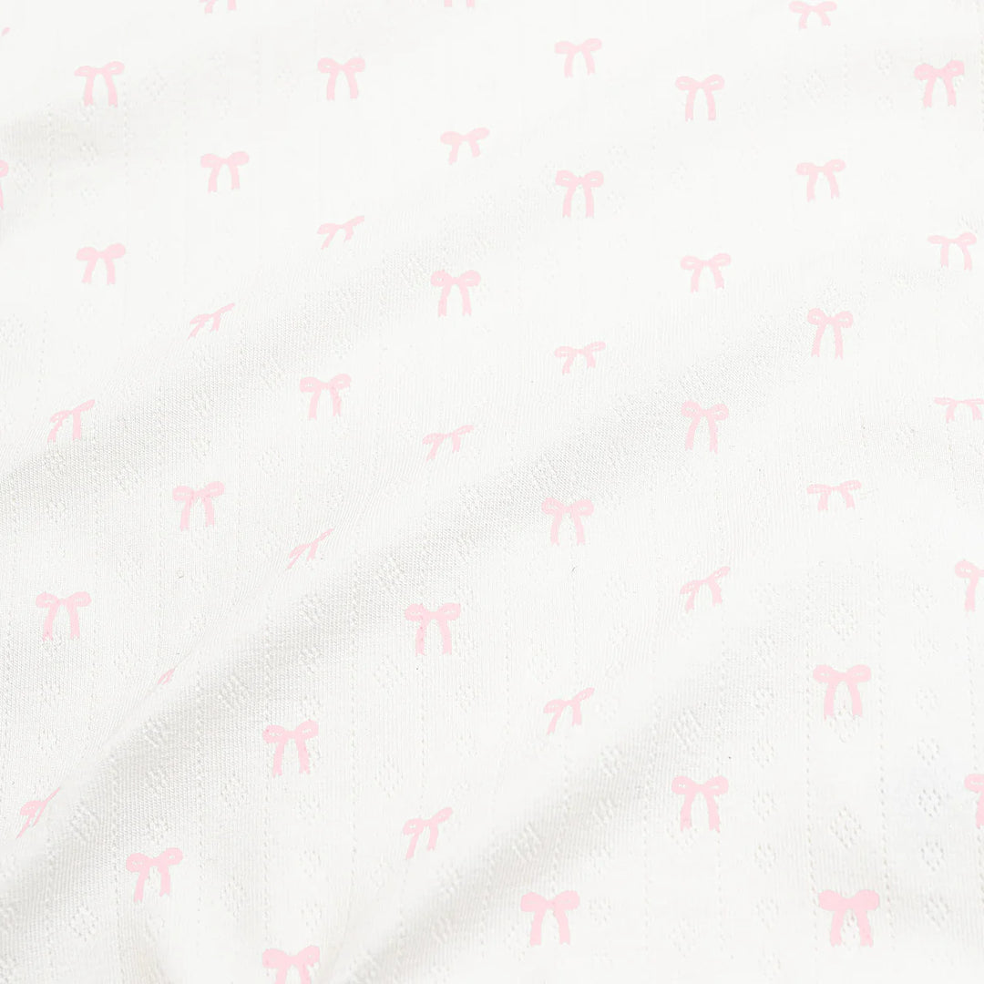 Kyte Baby Pointelle Short Sleeve Set - Sweet Pink Bow