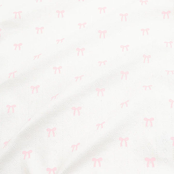 Kyte Baby Pointelle Short Sleeve Set - Sweet Pink Bow