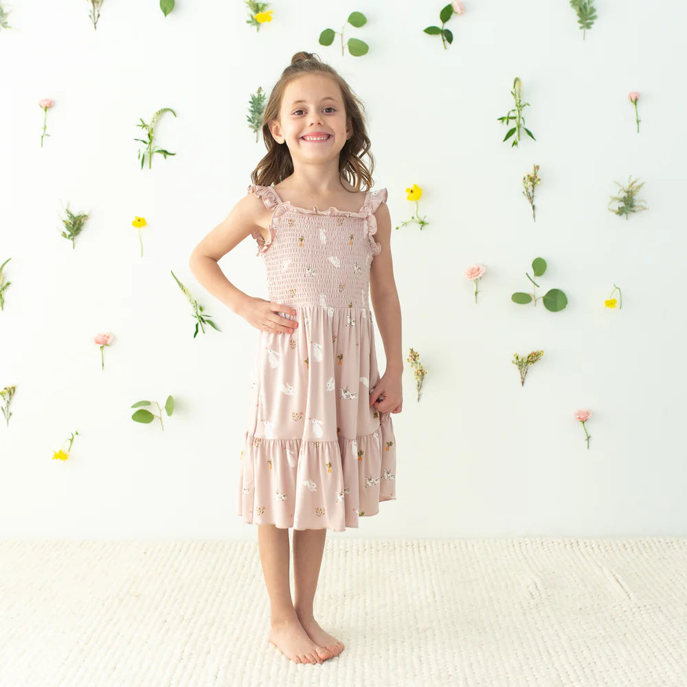 Kyte Baby Smocked Dress - Blush Rabbit Kyte Baby Smocked Dress - Blush Rabbit