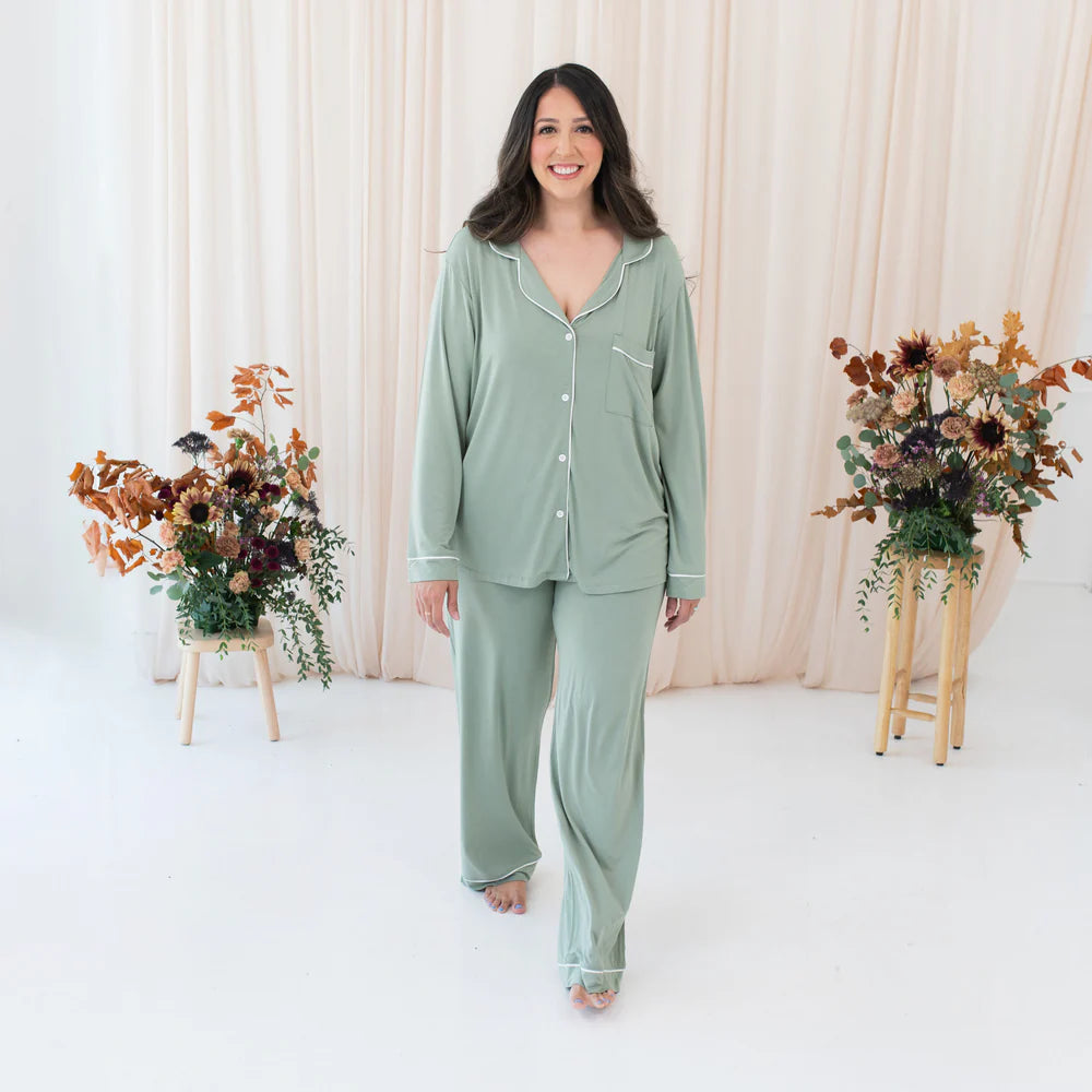Kyte Baby Women's Long Sleeve Pajama Set - Thyme with Cloud Trim Kyte Baby Women's Long Sleeve Pajama Set - Thyme with Cloud Trim