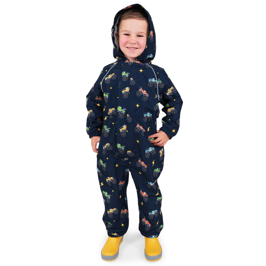 Jan &amp; Jul Cozy-Dry Rain Play Suit - Big Trucks
