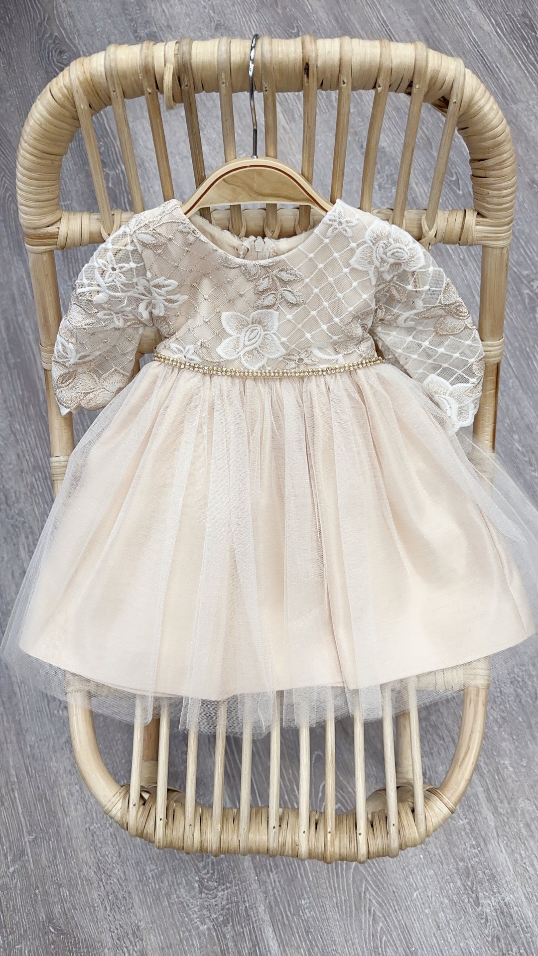 Jolene SKB871 Champagne Tulle Infant Dress - 12M Jolene SKB871 Champagne Tulle Infant Dress - 12M