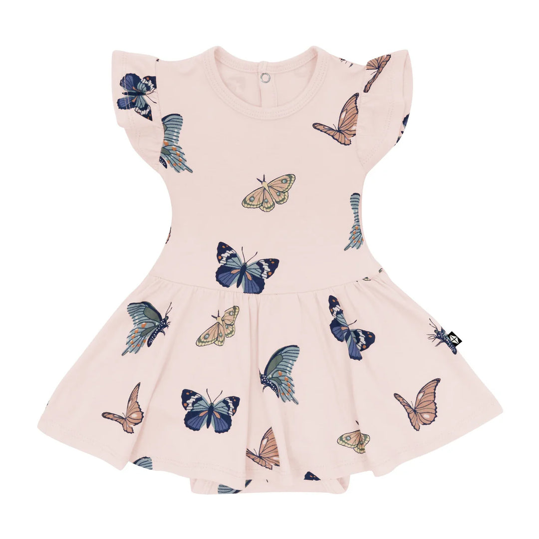 Kyte Baby Twirl Bodysuit Dress - Blush Butterfly Kyte Baby Twirl Bodysuit Dress - Blush Butterfly