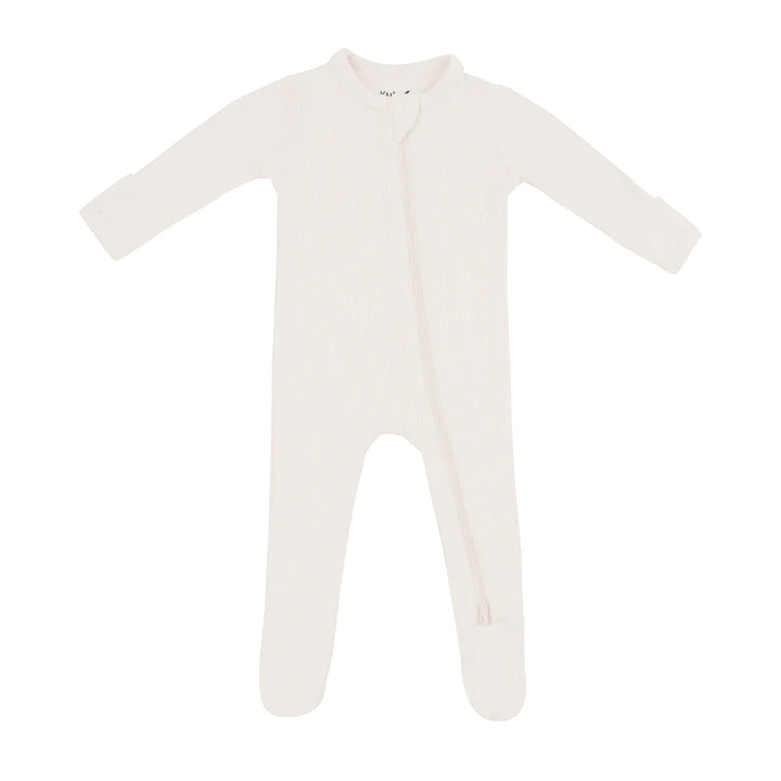 Kyte Baby Ribbed Zippered Footie - Oat Kyte Baby Ribbed Zippered Footie - Oat