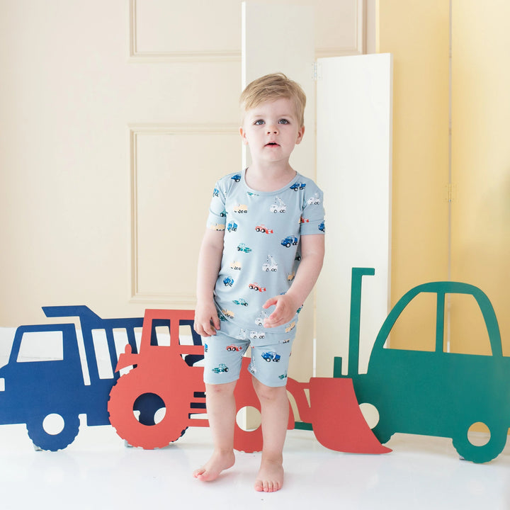 Kyte Baby Short Sleeve Toddler Pajama Set in Construction 2T