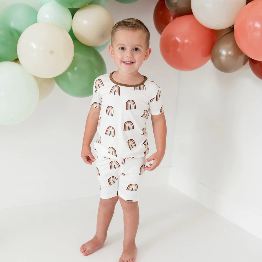 Kyte Baby Short Sleeve Toddler Pajama Set - Coffee Rainbow Kyte Baby Short Sleeve Toddler Pajama Set - Coffee Rainbow