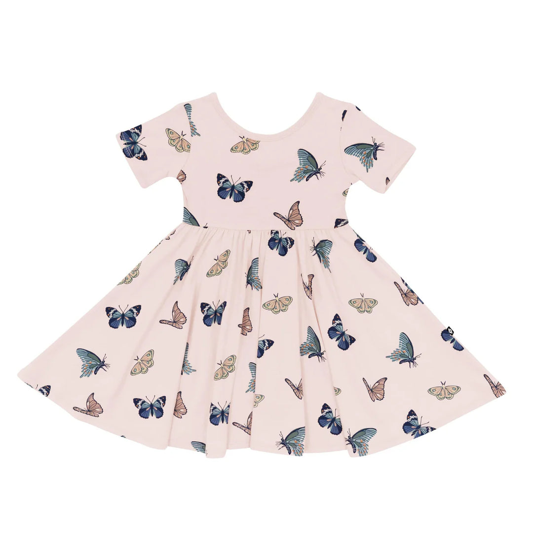 Kyte Baby Short Sleeve Twirl Dress - Blush Butterfly