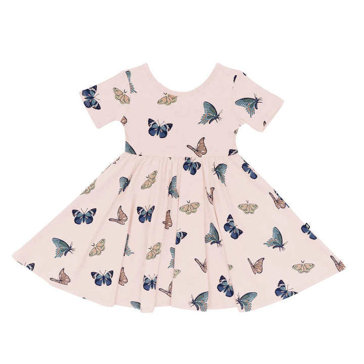 Kyte Baby Short Sleeve Twirl Dress - Blush Butterfly
