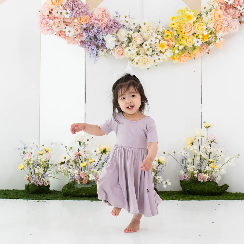 Kyte Baby Short Sleeve Twirl Dress - Wisteria