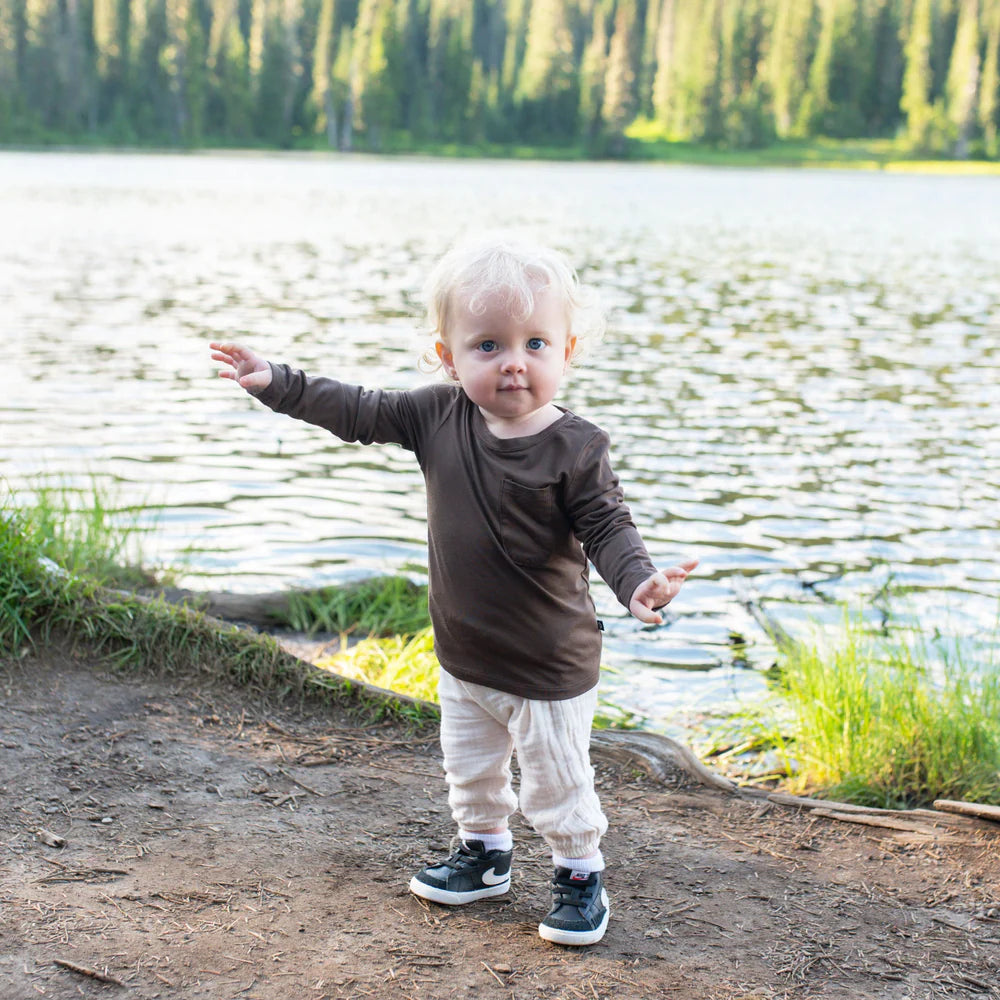 Kyte Baby Long Sleeve Toddler Crew Neck Tee - Espresso Kyte Baby Long Sleeve Toddler Crew Neck Tee - Espresso