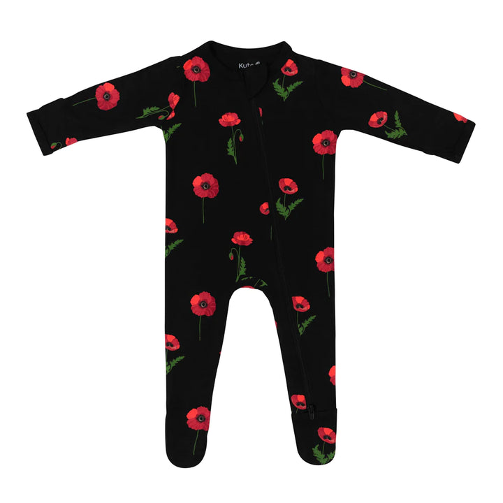 Kyte Baby Zippered Footie - Midnight Poppies Kyte Baby Zippered Footie - Midnight Poppies