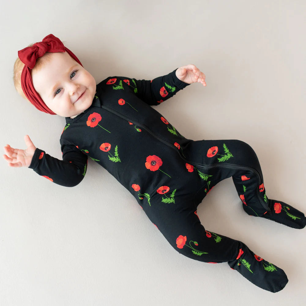 Kyte Baby Zippered Footie - Midnight Poppies Kyte Baby Zippered Footie - Midnight Poppies