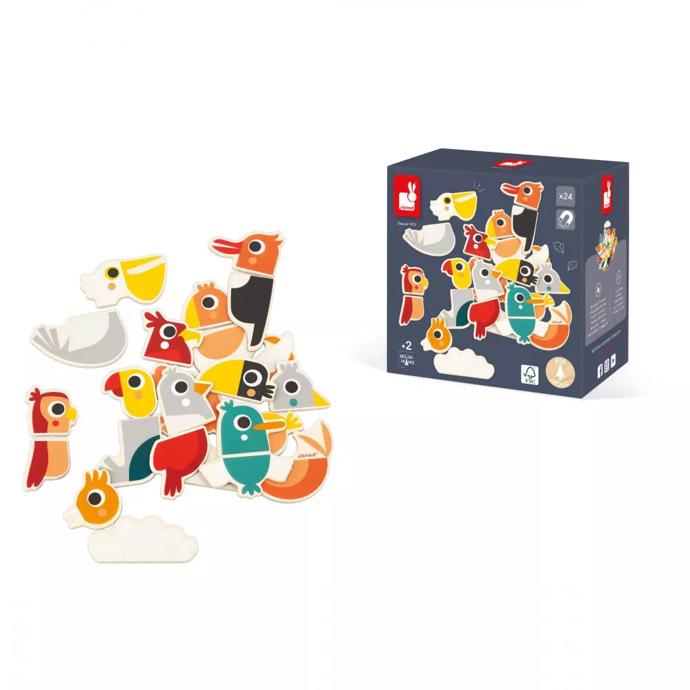 Janod Magnets Mix and Match Birds - 24pcs