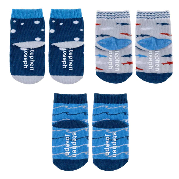 Stephen Joseph Baby Socks 3 Pack - Shark Stephen Joseph Baby Socks 3 Pack - Shark