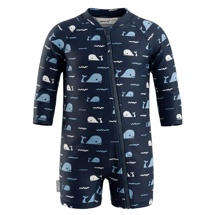 Jan &amp; Jul Sun &amp; Splash UV Jumpsuit - Navy Whale Tales