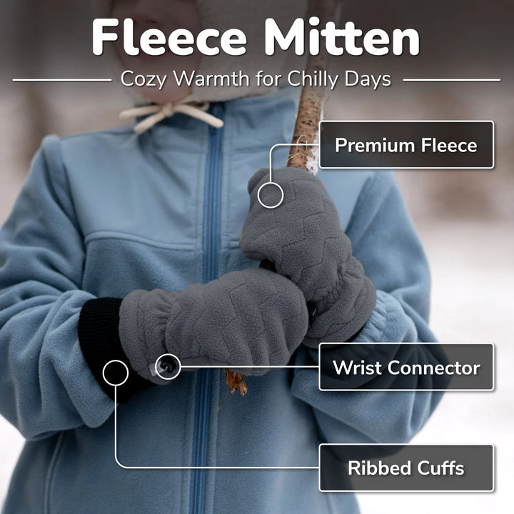 Jan &amp; Jul Fleece Mittens w/Ribbed Cuff - Black