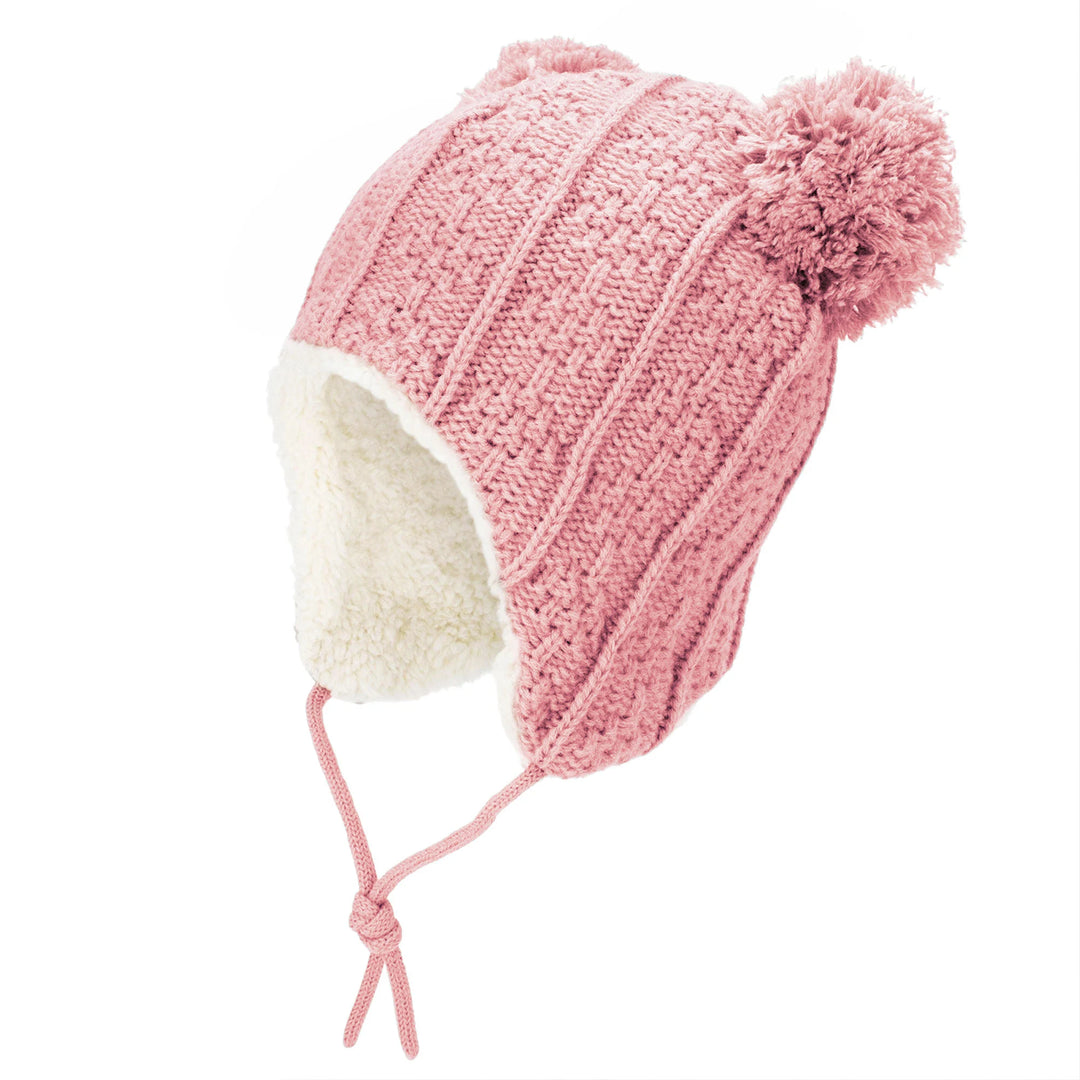 Jan &amp; Jul Ear-Flap Hat - Pink Bear