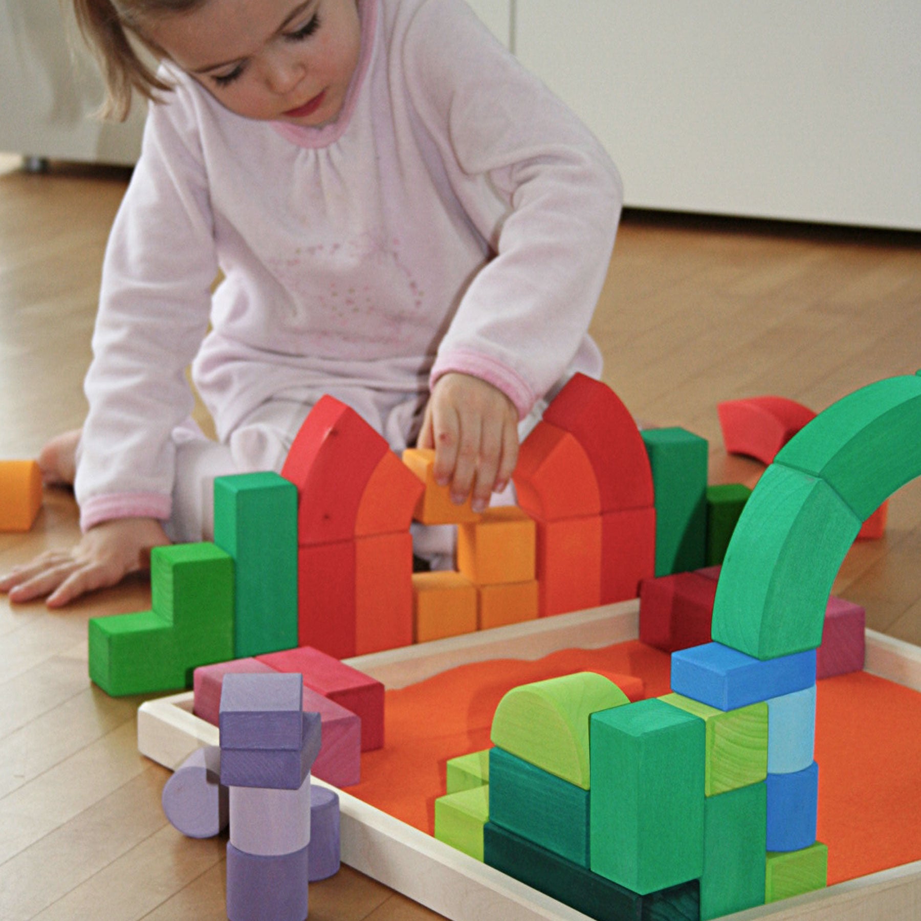 Grimm's 60pc Natural Geometric Blocks Set (in net bag) Grimm's 60pc Natural Geometric Blocks Set (in net bag)