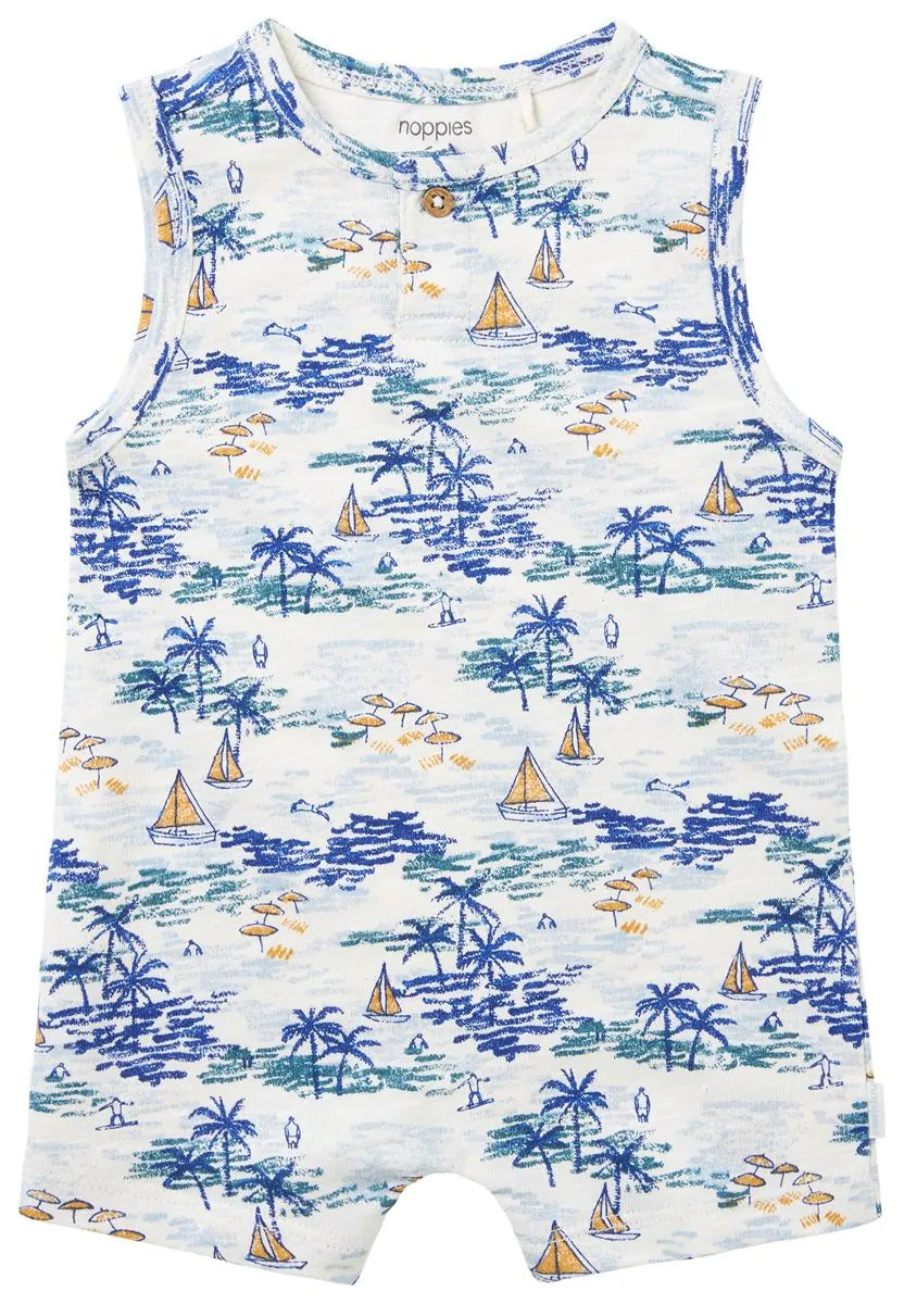 Noppies Boys Sleeveless Mondovi Print Playsuit - Pristine Noppies Boys Sleeveless Mondovi Print Playsuit - Pristine