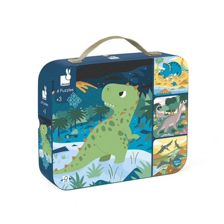 Janod 4-in-1 Progressive Difficulty Dinosaurs Puzzles
