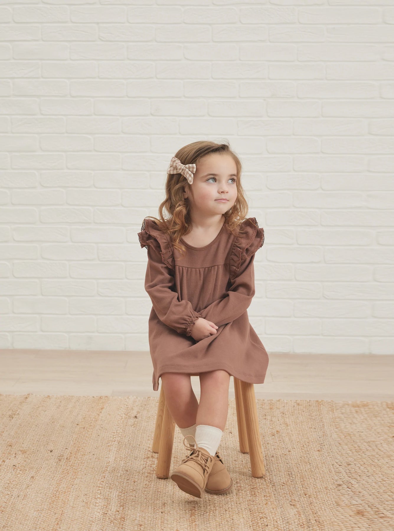 Quincy Mae Long Sleeve Flutter Dress