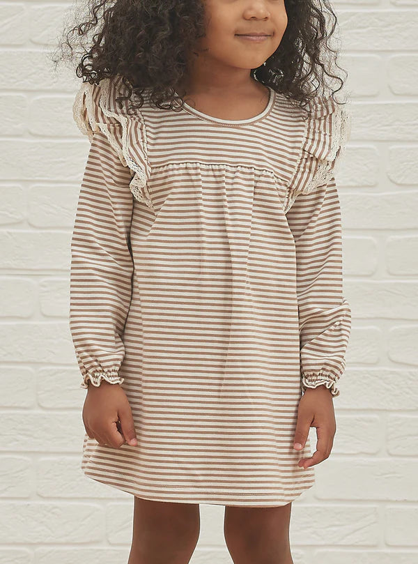 Quincy Mae Long Sleeve Flutter Dress