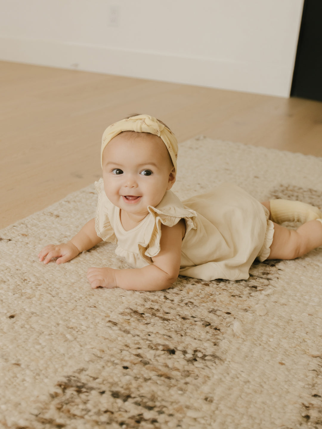 Quincy Mae Flutter Dress + Bloomer - Natural