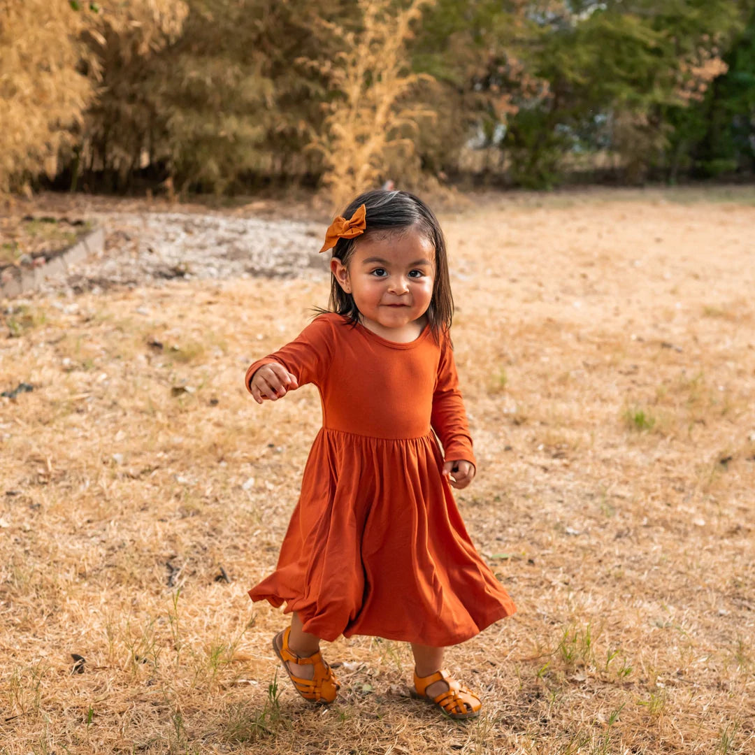 Long sleeve rust dress deals