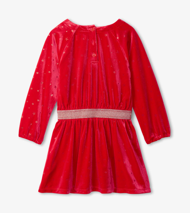 Hatley Crushed Velour Dress - Holiday Stars