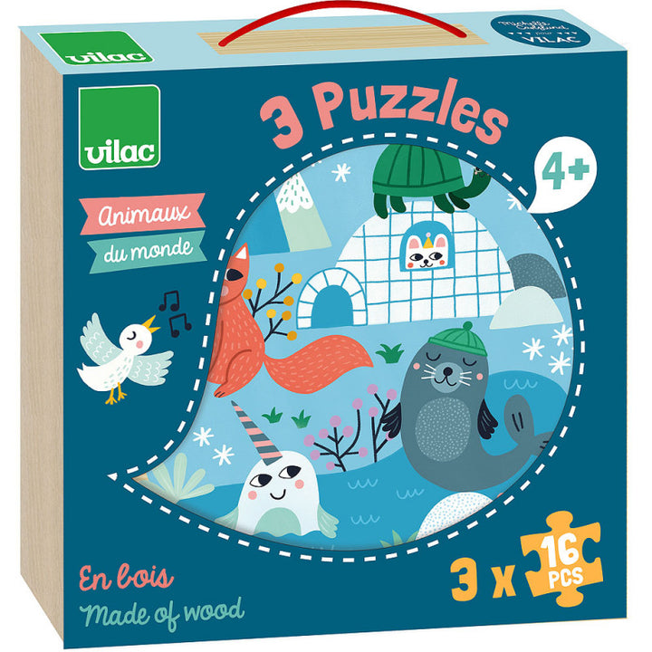 Vilac Animals of the World 3x16pc Puzzles